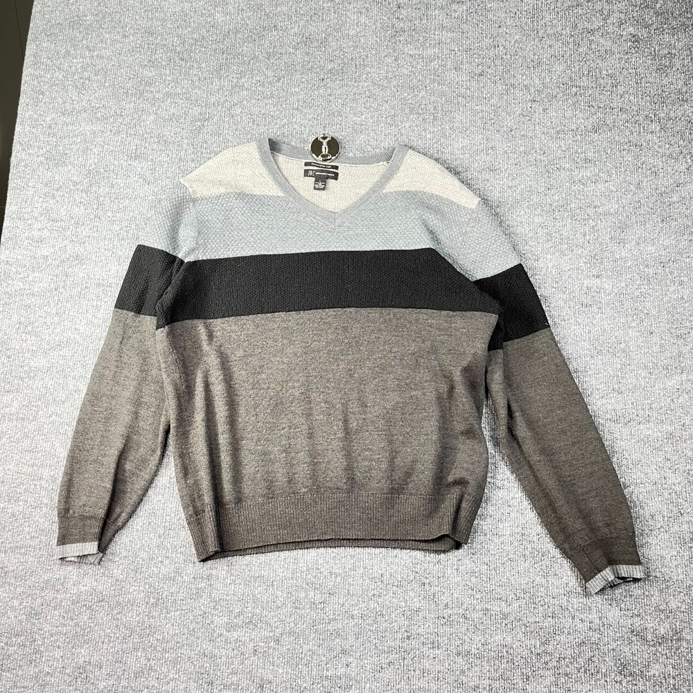 INC International Concepts Colorblock Sweater Mens Italian Merino Wool - Large